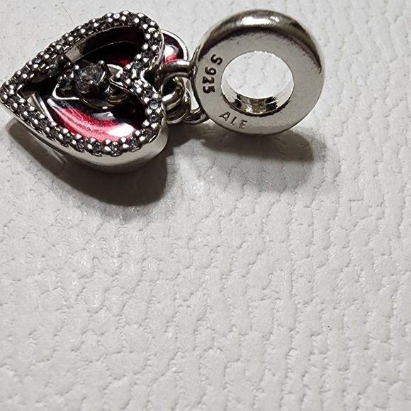 Pandora Red Heart & Keyhole Double Dangle Charm - Picture 10 of 10